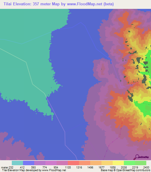 Tilai,India Elevation Map