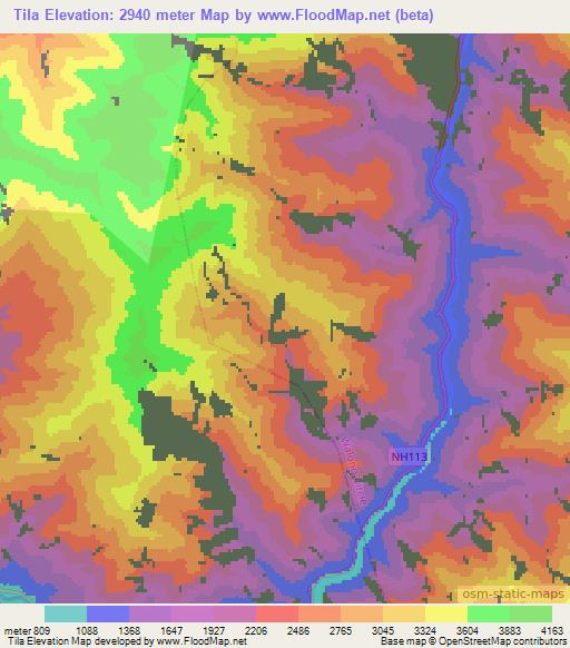 Tila,India Elevation Map