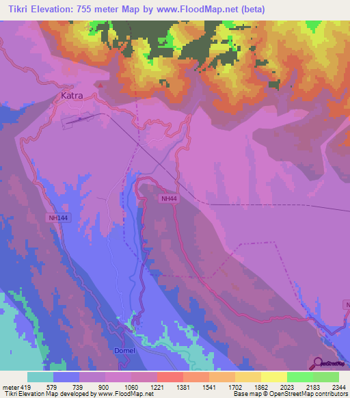 Tikri,India Elevation Map
