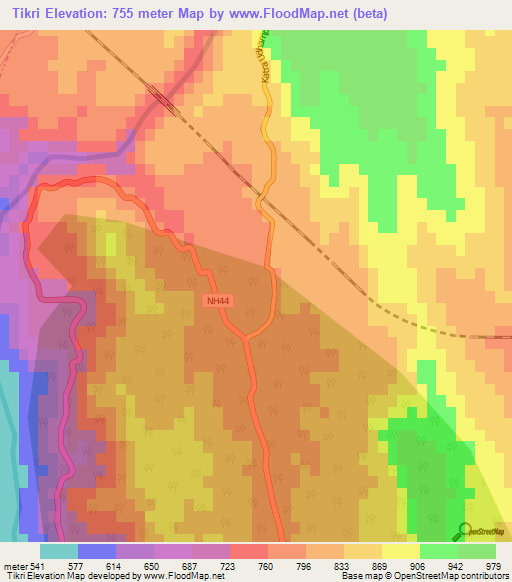 Tikri,India Elevation Map