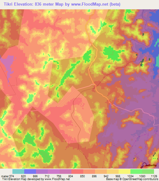 Tikri,India Elevation Map