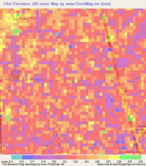 Tibri,India Elevation Map