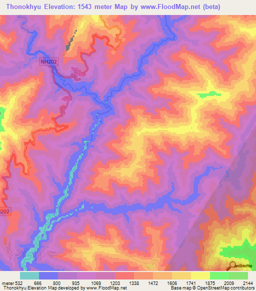 Thonokhyu,India Elevation Map