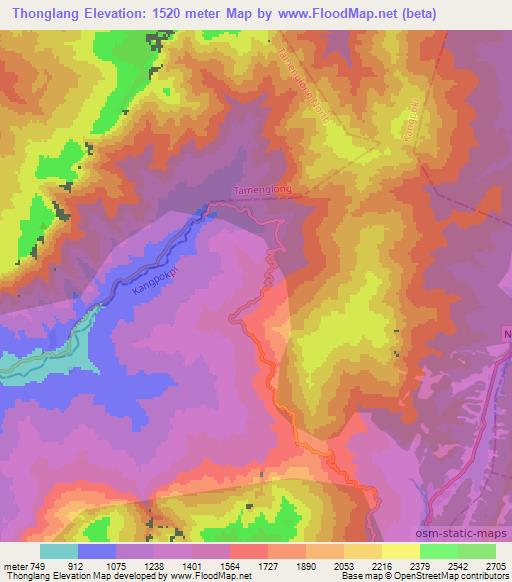 Thonglang,India Elevation Map