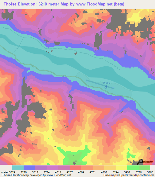 Thoise,India Elevation Map
