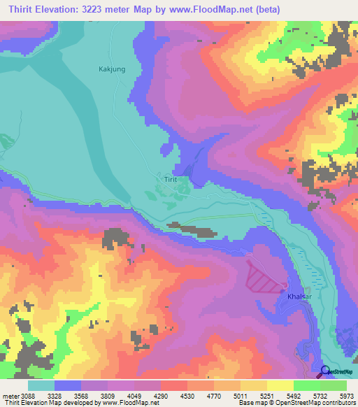 Thirit,India Elevation Map