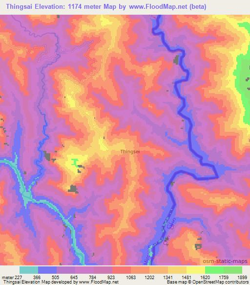 Thingsai,India Elevation Map