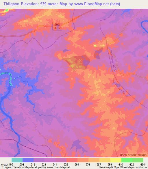 Thilgaon,India Elevation Map