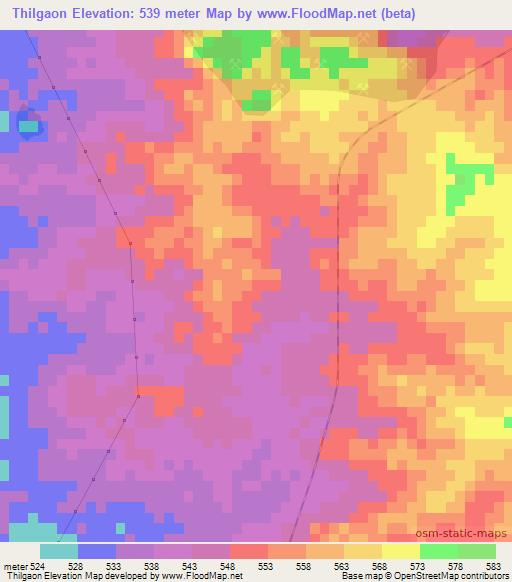 Thilgaon,India Elevation Map