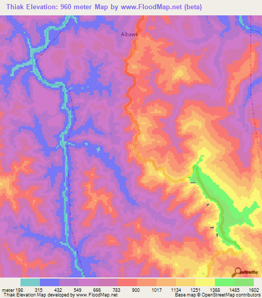 Thiak,India Elevation Map