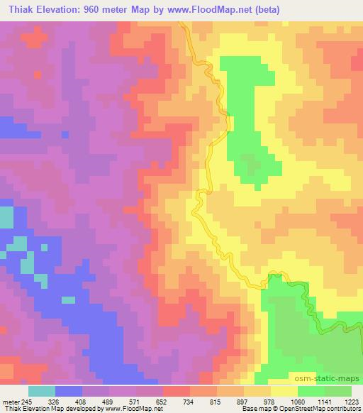 Thiak,India Elevation Map