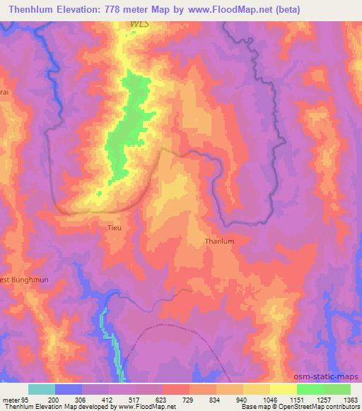 Thenhlum,India Elevation Map