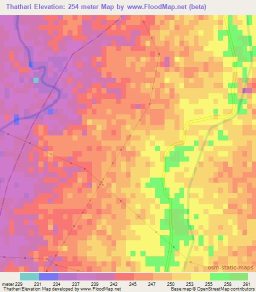Thathari,India Elevation Map