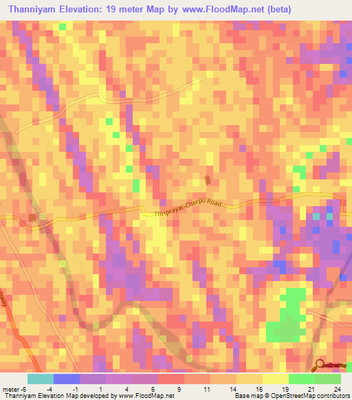 Thanniyam,India Elevation Map