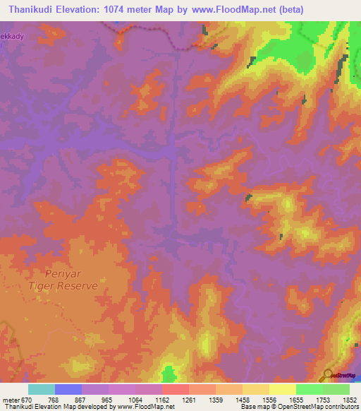 Thanikudi,India Elevation Map