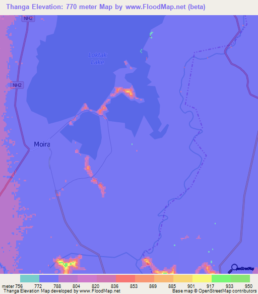 Thanga,India Elevation Map
