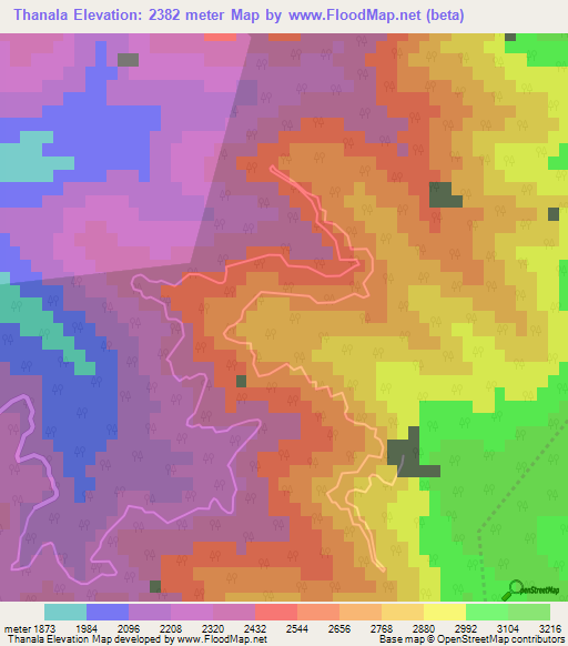 Thanala,India Elevation Map
