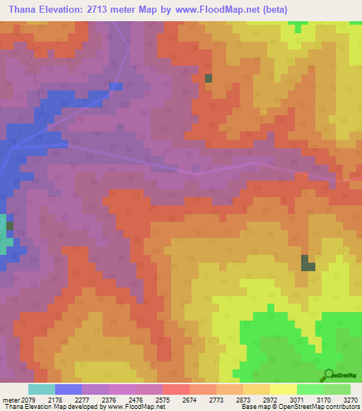 Thana,India Elevation Map