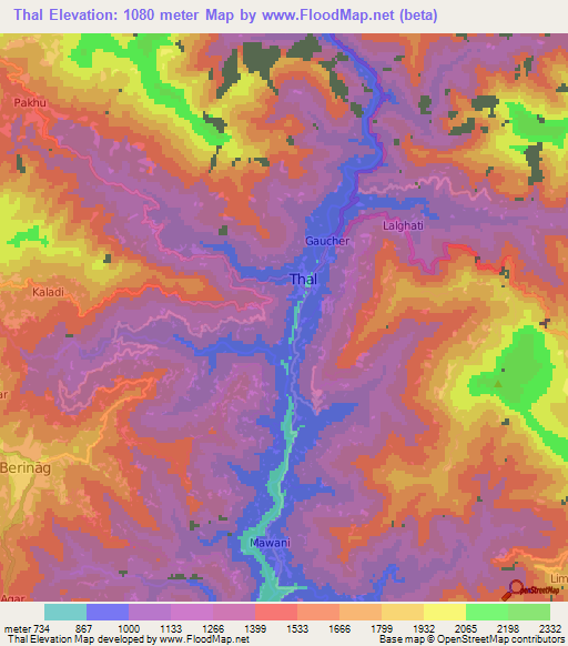 Thal,India Elevation Map