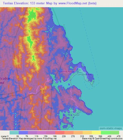 Tenlaa,India Elevation Map