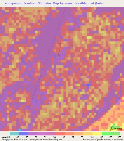 Tengapania,India Elevation Map
