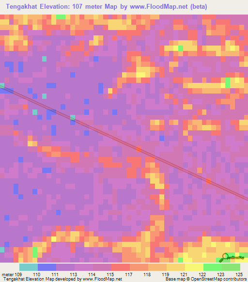 Tengakhat,India Elevation Map