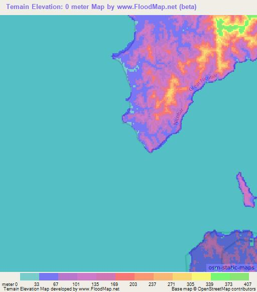 Temain,India Elevation Map