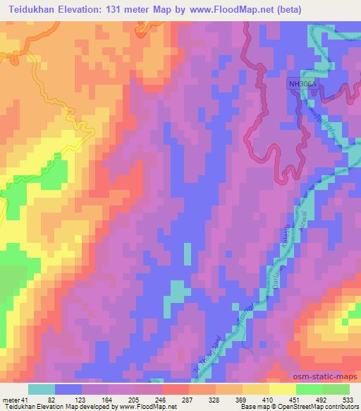 Teidukhan,India Elevation Map