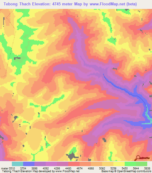 Tebong Thach,India Elevation Map