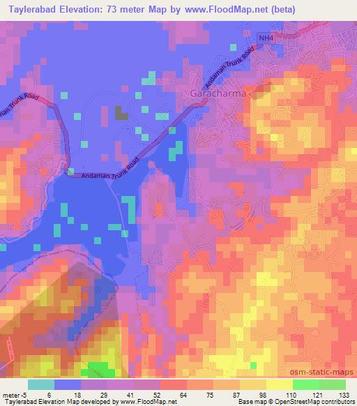 Taylerabad,India Elevation Map