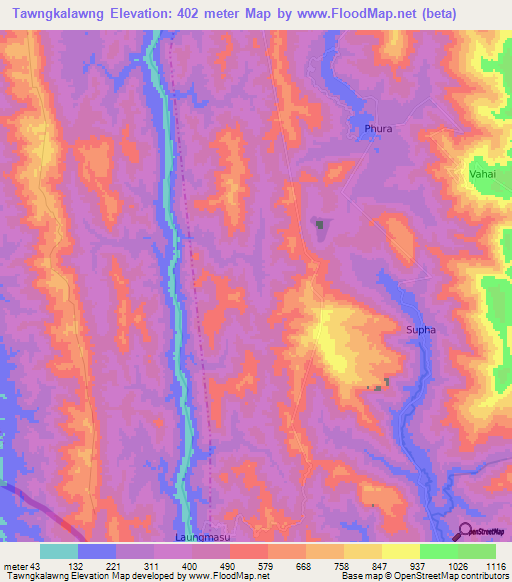 Tawngkalawng,India Elevation Map