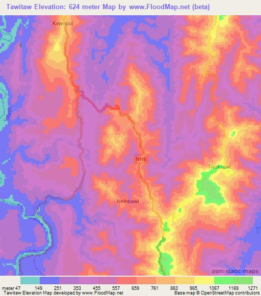 Tawitaw,India Elevation Map
