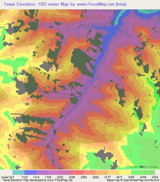 Tawai,India Elevation Map