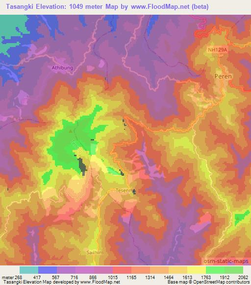 Tasangki,India Elevation Map