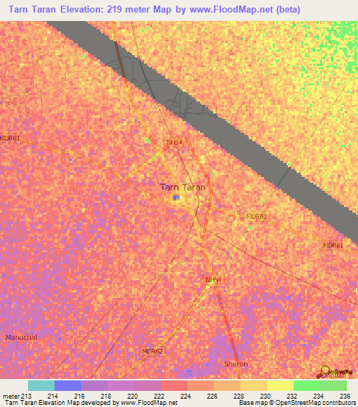 Tarn Taran,India Elevation Map