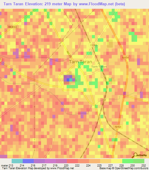 Tarn Taran,India Elevation Map