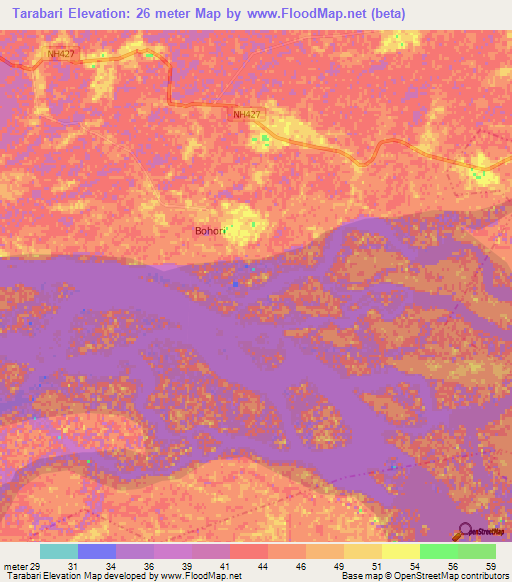 Tarabari,India Elevation Map