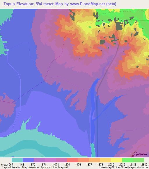 Tapun,India Elevation Map