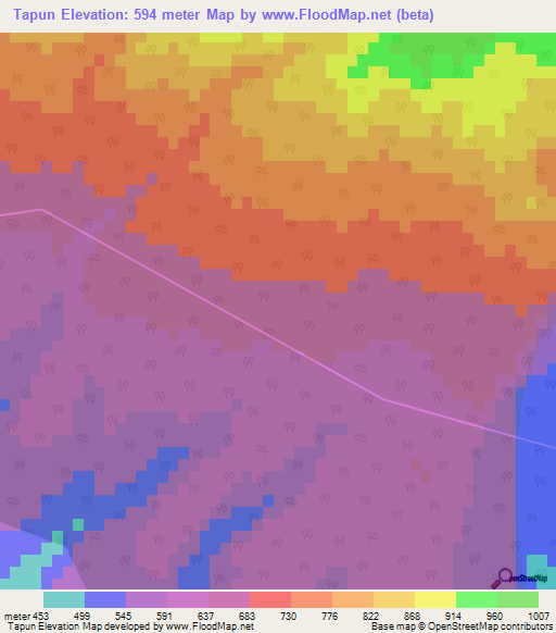 Tapun,India Elevation Map