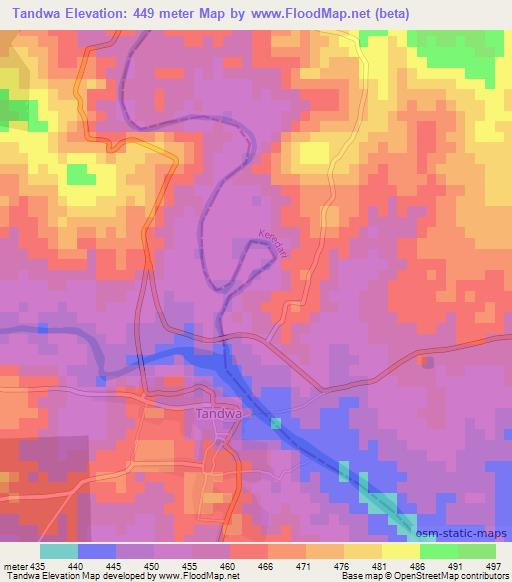 Tandwa,India Elevation Map