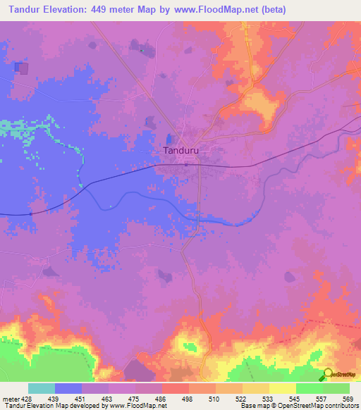 Tandur,India Elevation Map