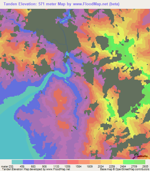 Tanden,India Elevation Map