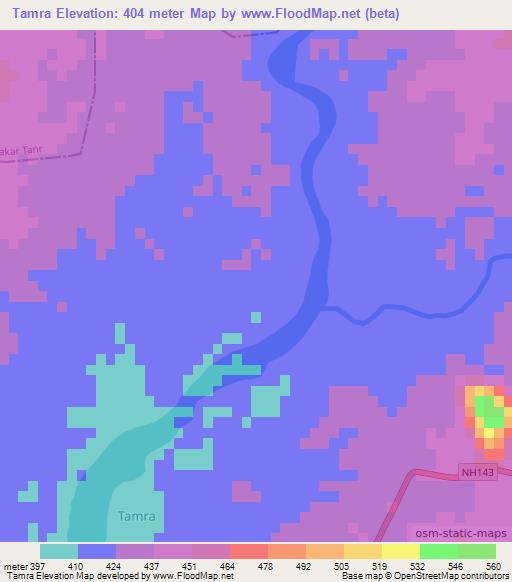 Tamra,India Elevation Map