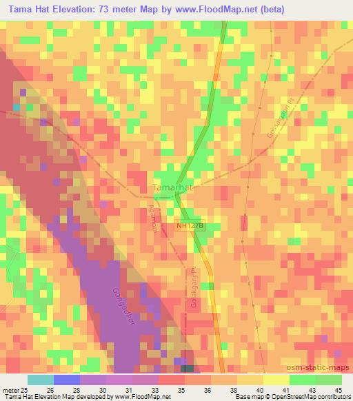 Tama Hat,India Elevation Map