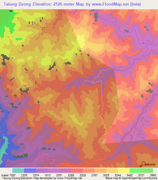 Talung Dzong,India Elevation Map