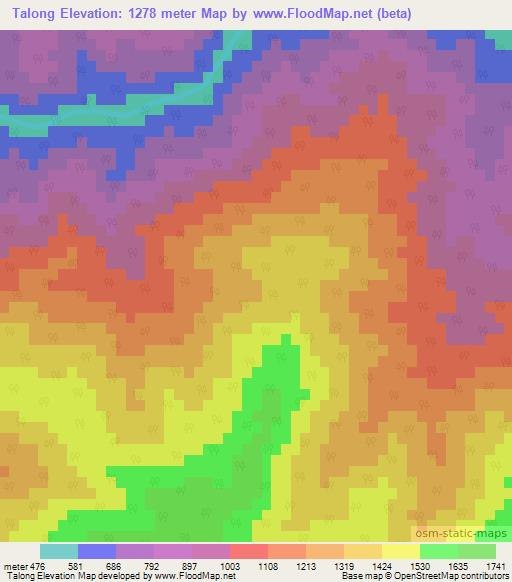 Talong,India Elevation Map
