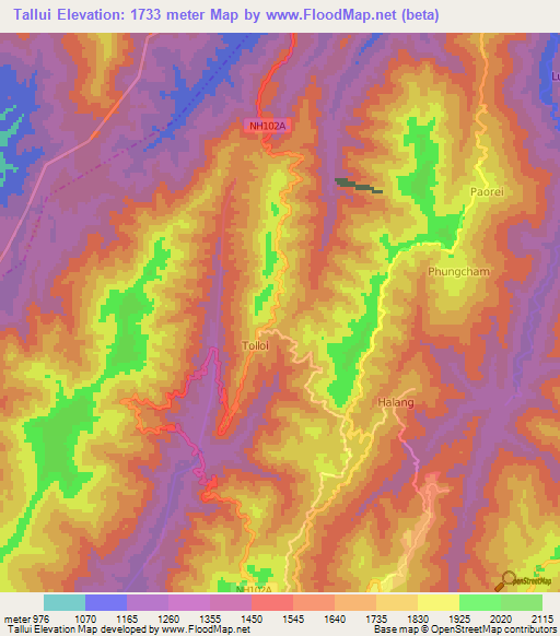 Tallui,India Elevation Map