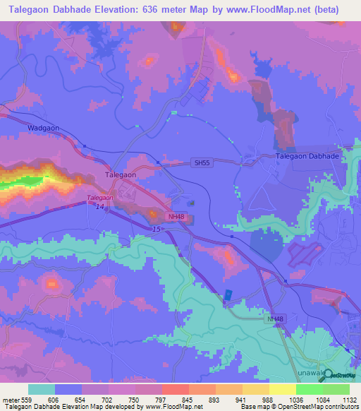 Talegaon Dabhade,India Elevation Map