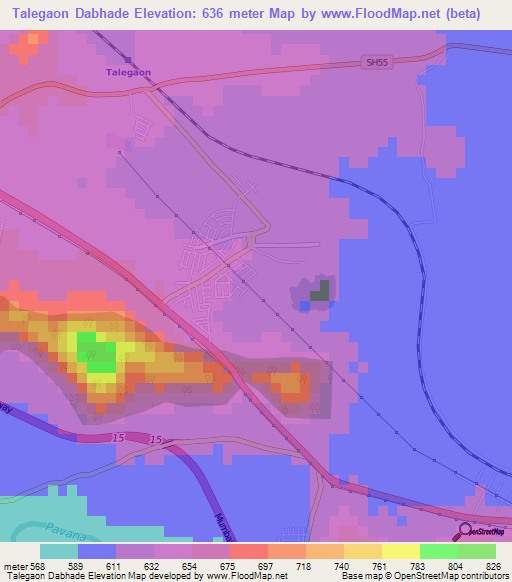 Talegaon Dabhade,India Elevation Map