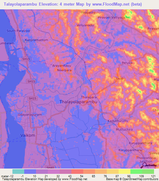 Talayolaparambu,India Elevation Map
